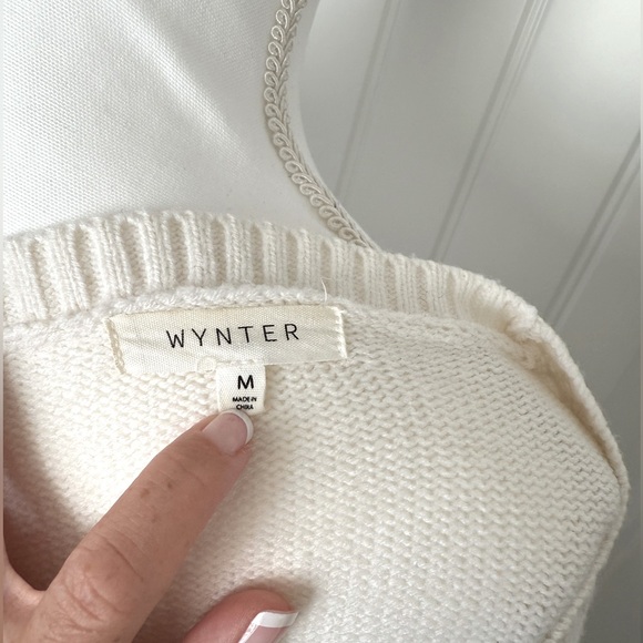 Women's White Cable Knit Sweater - Picture 4 of 5